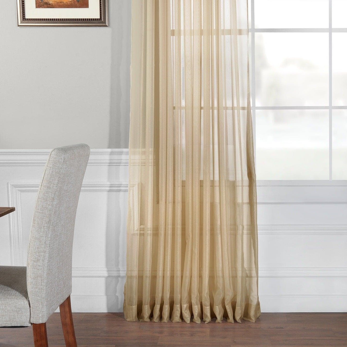 Soft Tan Extra Wide Sheer Curtain