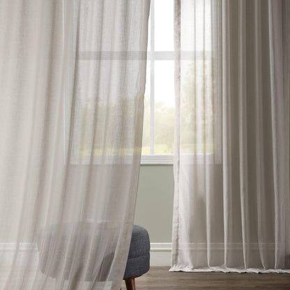 Textured Faux Linen Sheer Curtain