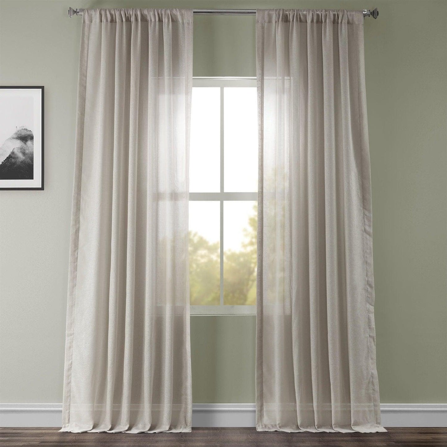 Textured Faux Linen Sheer Curtain