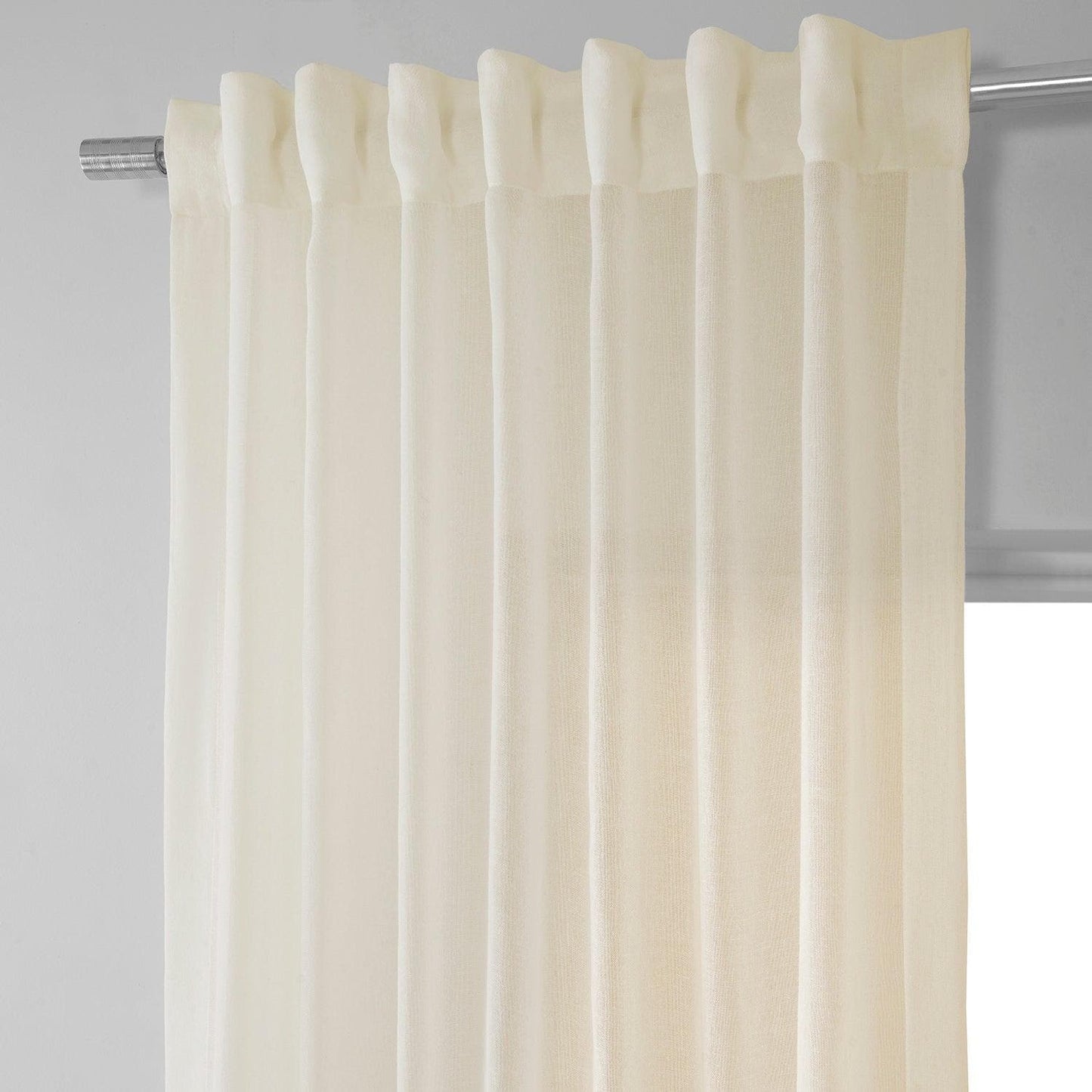 Chaste Tan Faux Linen Sheer Curtain Pair (2 Panels)
