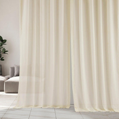 Chaste Tan Faux Linen Sheer Curtain Pair (2 Panels)