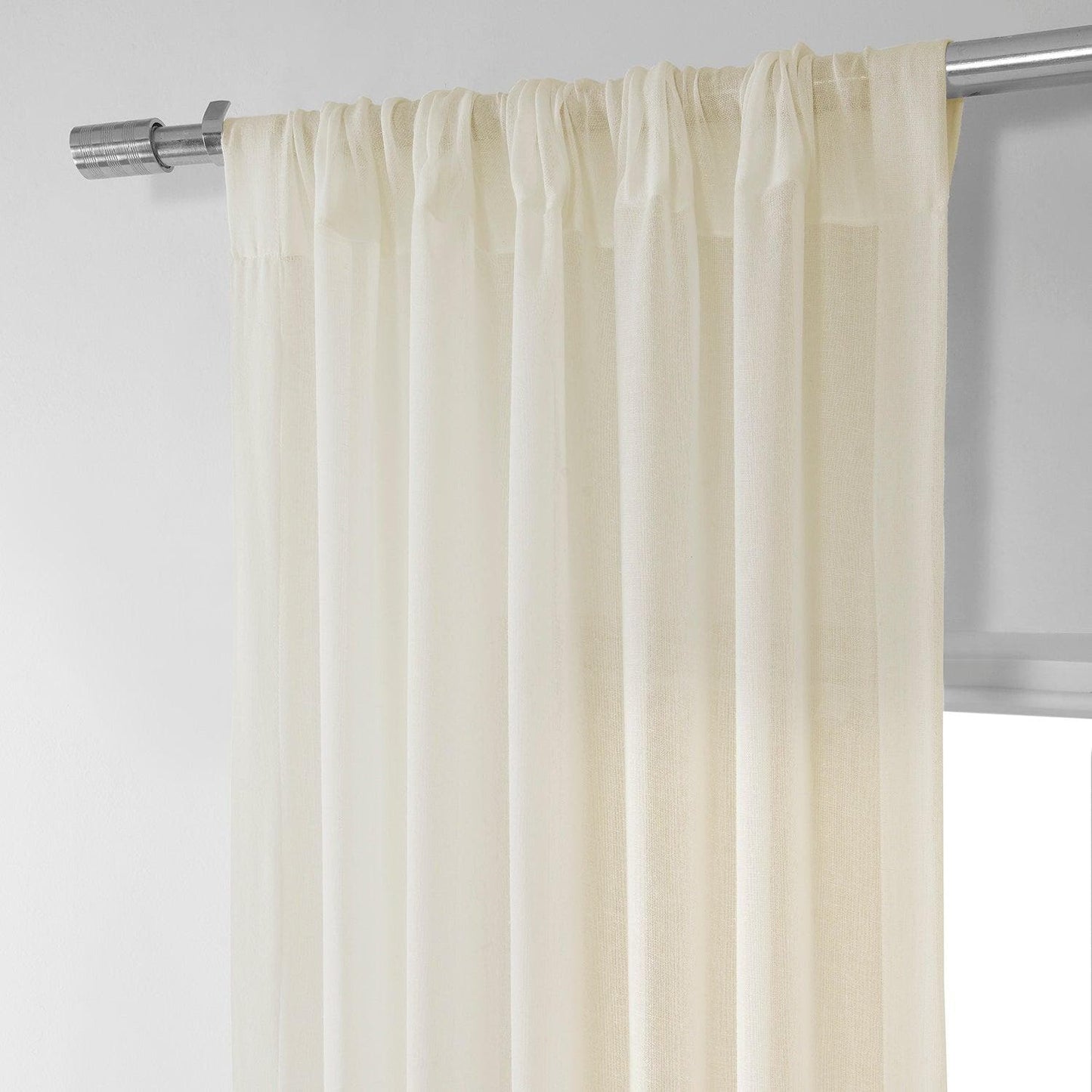 Chaste Tan Faux Linen Sheer Curtain Pair (2 Panels)