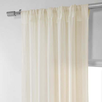 Chaste Tan Faux Linen Sheer Curtain Pair (2 Panels)