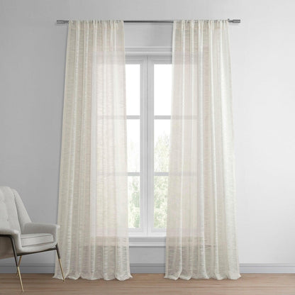 Ivory Open Weave Linen Blend Sheer Curtain