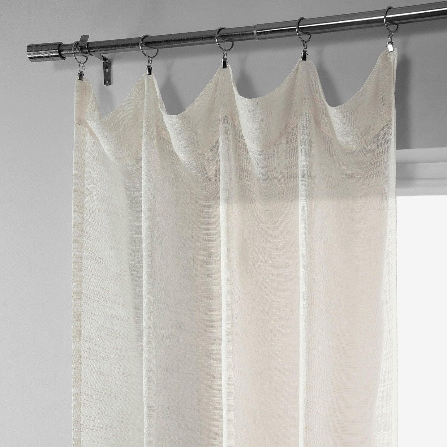 Ivory Open Weave Linen Blend Sheer Curtain