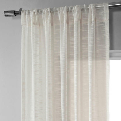 Ivory Open Weave Linen Blend Sheer Curtain
