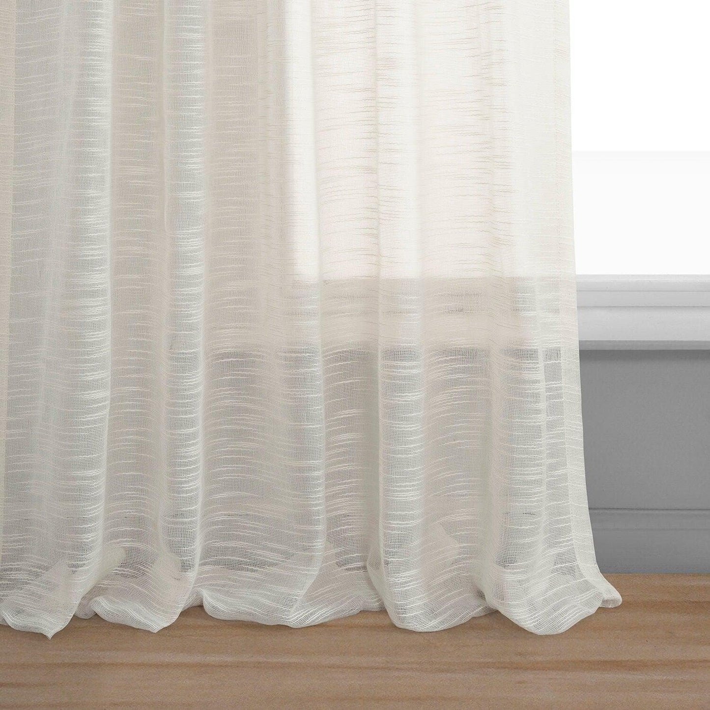 Ivory Open Weave Linen Blend Sheer Curtain