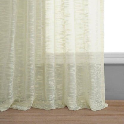 Worldly Cream Faux Linen Sheer Curtain Pair (2 Panels)