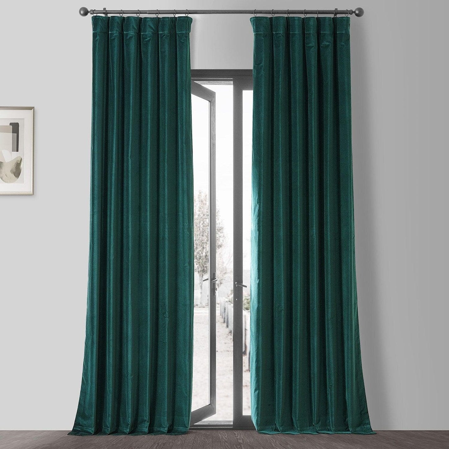 Dublin Green Vintage Cotton Velvet Room Darkening Curtain
