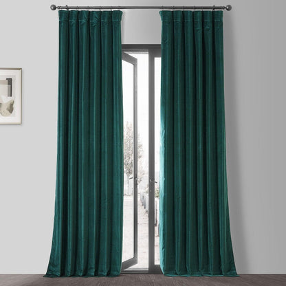 Dublin Green Vintage Cotton Velvet Room Darkening Curtain