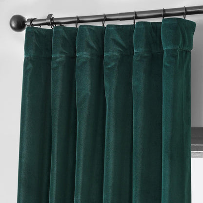 Dublin Green Vintage Cotton Velvet Room Darkening Curtain