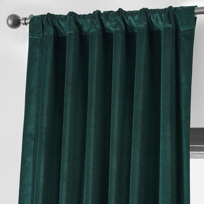 Dublin Green Vintage Cotton Velvet Room Darkening Curtain