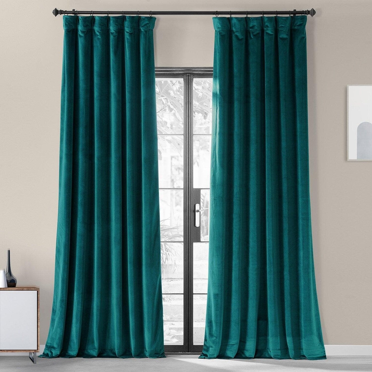 Night Time Teal Urban Lush Velvet Room Darkening Curtain