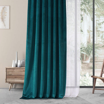 Night Time Teal Urban Lush Velvet Room Darkening Curtain