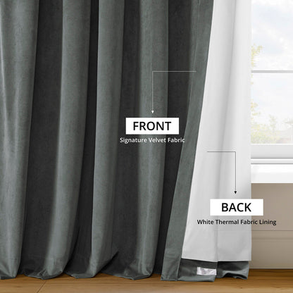 Natural Grey Grommet Signature Velvet Blackout Curtain