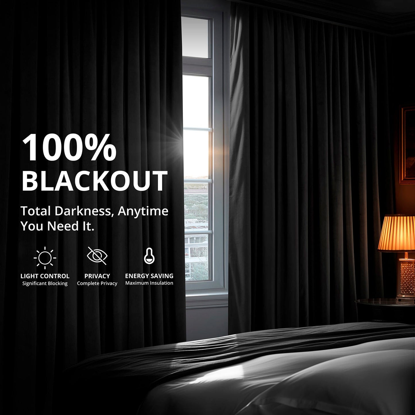 Warm Black French Pleat Signature Velvet Blackout Curtain