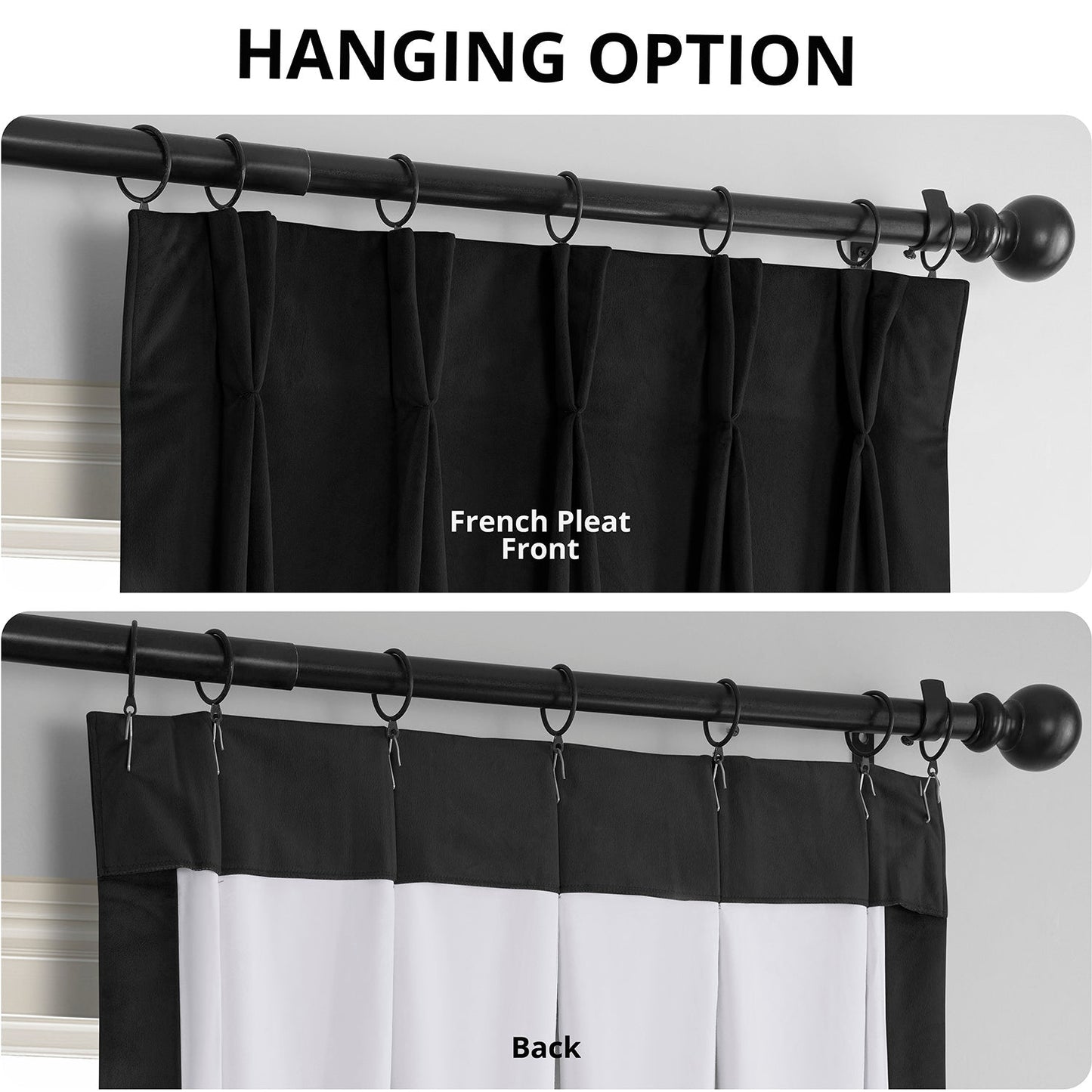 Warm Black French Pleat Signature Velvet Blackout Curtain