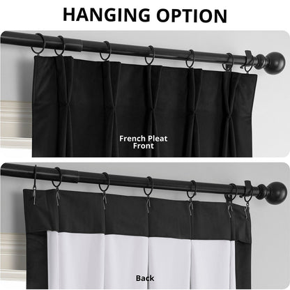 Warm Black French Pleat Signature Velvet Blackout Curtain