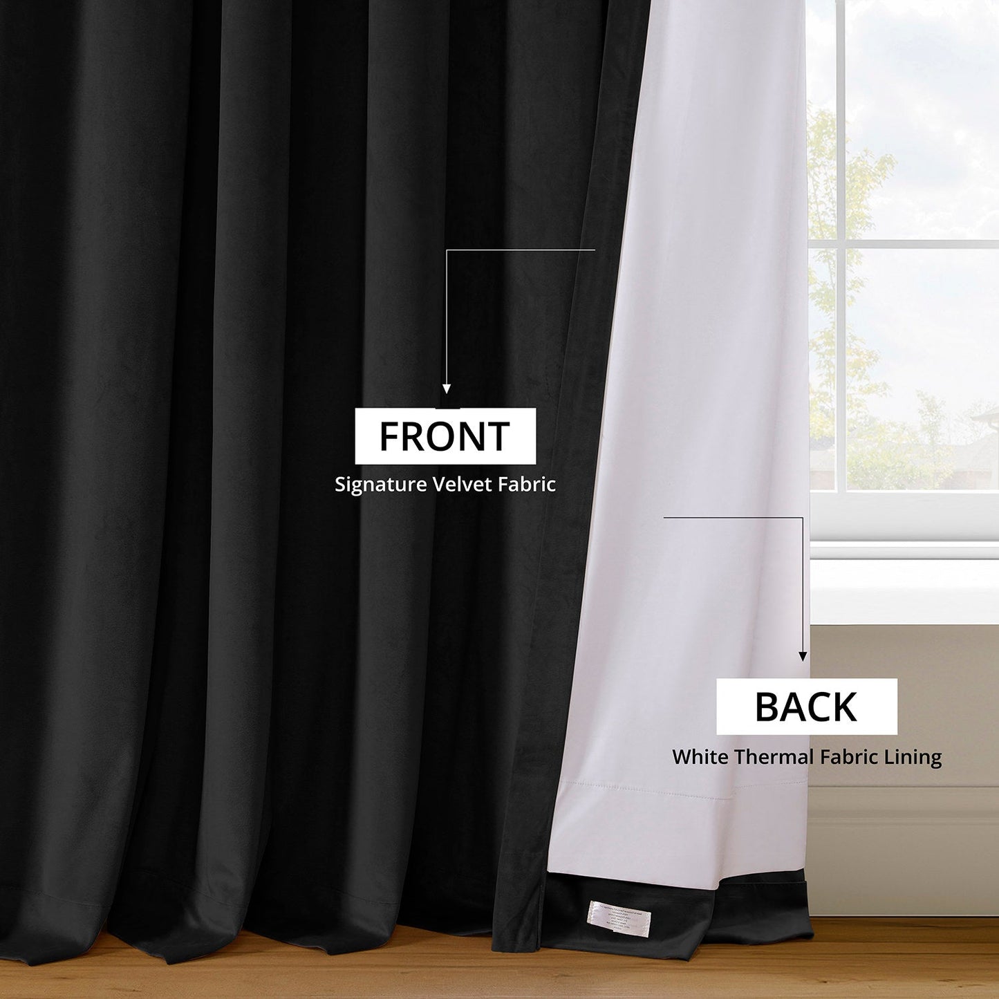 Warm Black French Pleat Signature Velvet Blackout Curtain