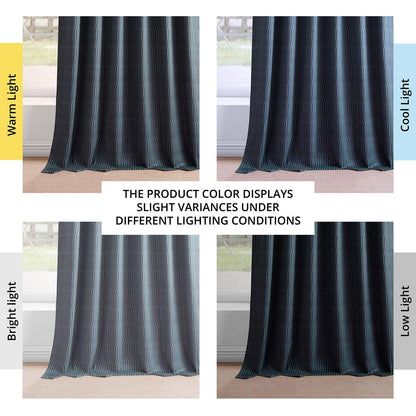 Deep Blue Abstract Lounge Embossed Velvet Room Darkening Curtain