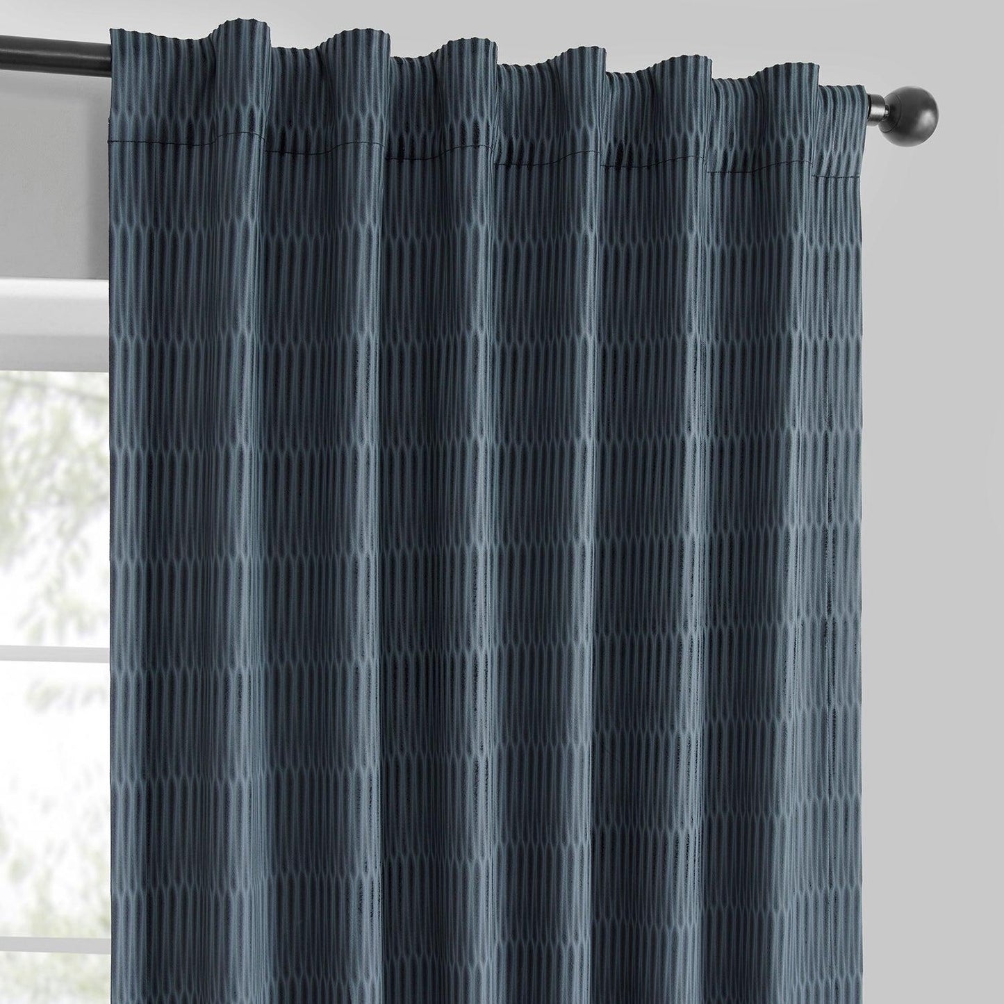 Deep Blue Abstract Lounge Embossed Velvet Room Darkening Curtain