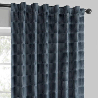 Deep Blue Abstract Lounge Embossed Velvet Room Darkening Curtain