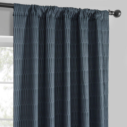 Deep Blue Abstract Lounge Embossed Velvet Room Darkening Curtain