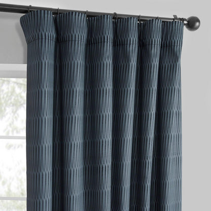 Deep Blue Abstract Lounge Embossed Velvet Room Darkening Curtain