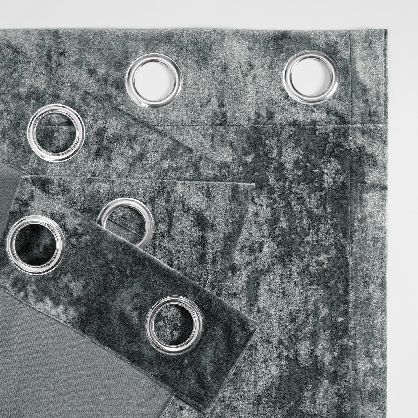 Stone Grey Grommet Lush Crush Velvet Room Darkening Curtain