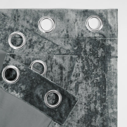 Stone Grey Grommet Lush Crush Velvet Room Darkening Curtain