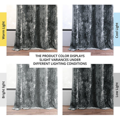 Stone Grey Grommet Lush Crush Velvet Room Darkening Curtain