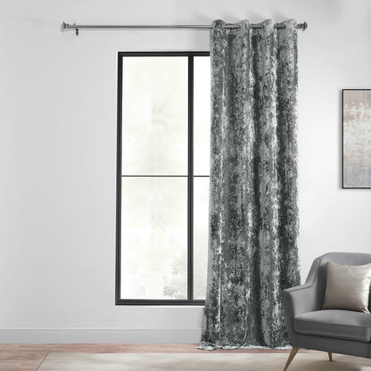 Stone Grey Grommet Lush Crush Velvet Room Darkening Curtain