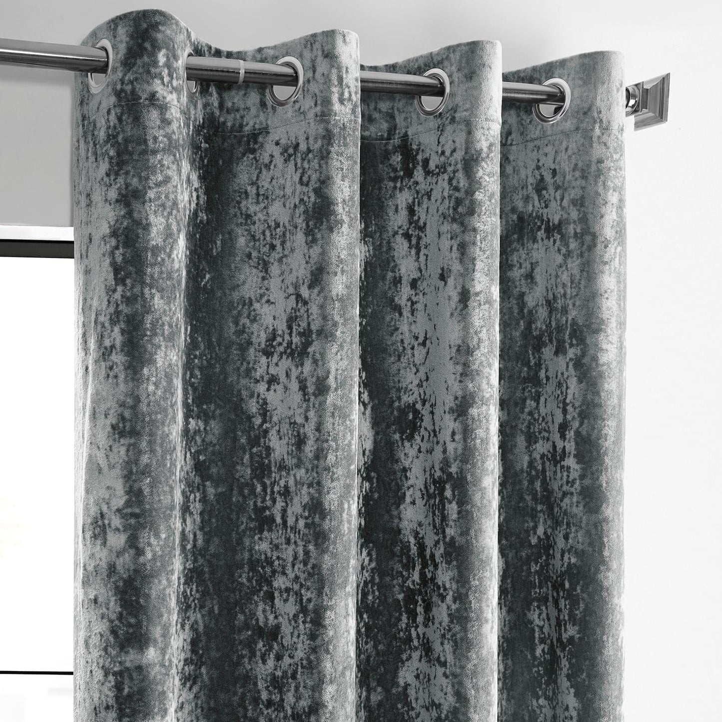 Stone Grey Grommet Lush Crush Velvet Room Darkening Curtain