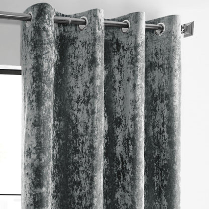 Stone Grey Grommet Lush Crush Velvet Room Darkening Curtain