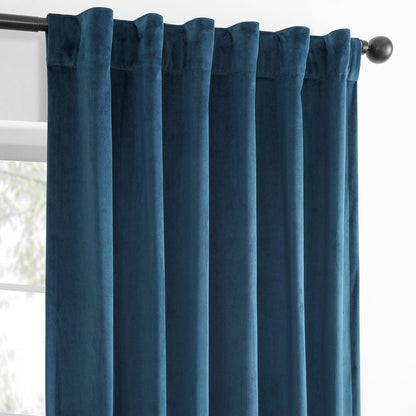 Dark Blue Simply Velvet Room Darkening Curtain Pair (2 Panels)