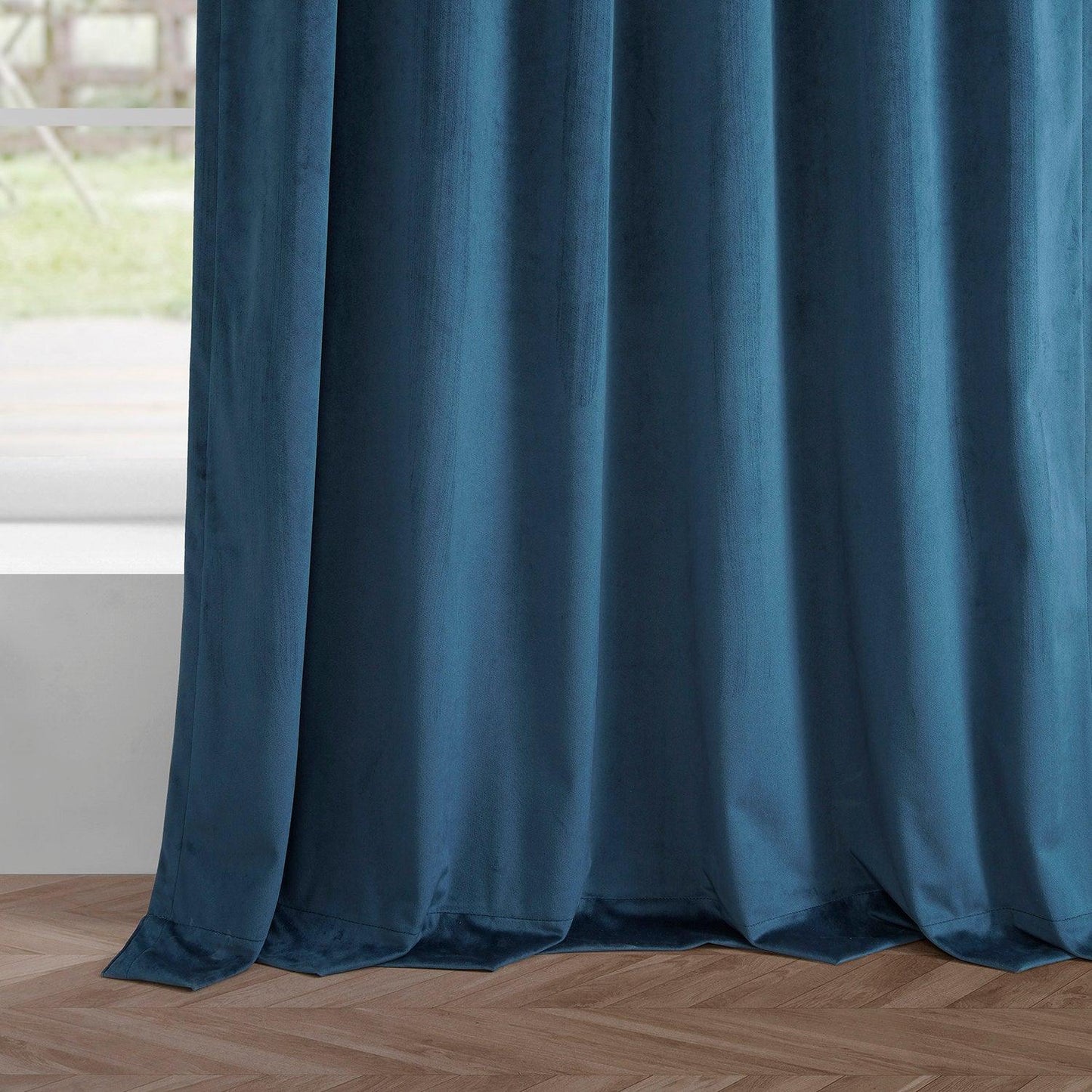 Dark Blue Simply Velvet Room Darkening Curtain Pair (2 Panels)
