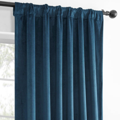 Dark Blue Simply Velvet Room Darkening Curtain Pair (2 Panels)