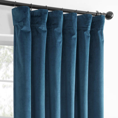 Dark Blue Simply Velvet Room Darkening Curtain Pair (2 Panels)