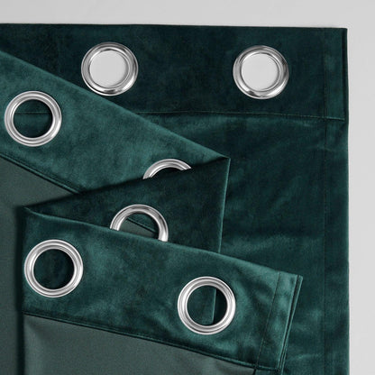 Deep Green Grommet Simply Velvet Room Darkening Curtain Pair (2 Panels)