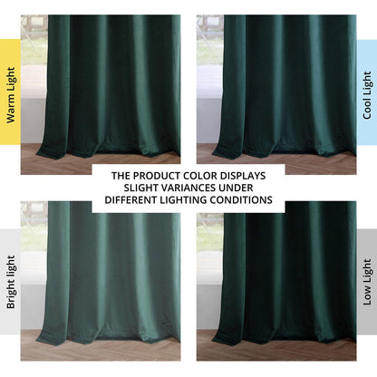 Deep Green Grommet Simply Velvet Room Darkening Curtain Pair (2 Panels)