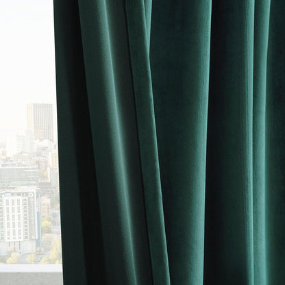 Deep Green Grommet Simply Velvet Room Darkening Curtain Pair (2 Panels)