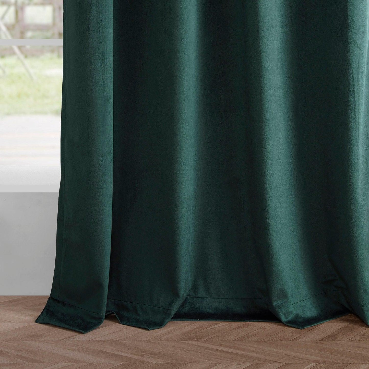Deep Green Grommet Simply Velvet Room Darkening Curtain Pair (2 Panels)