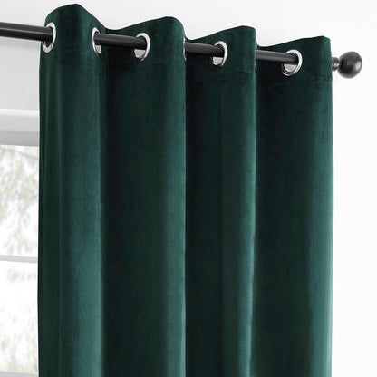 Deep Green Grommet Simply Velvet Room Darkening Curtain Pair (2 Panels)