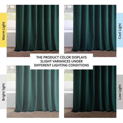 Deep Green Simply Velvet Room Darkening Curtain Pair (2 Panels)