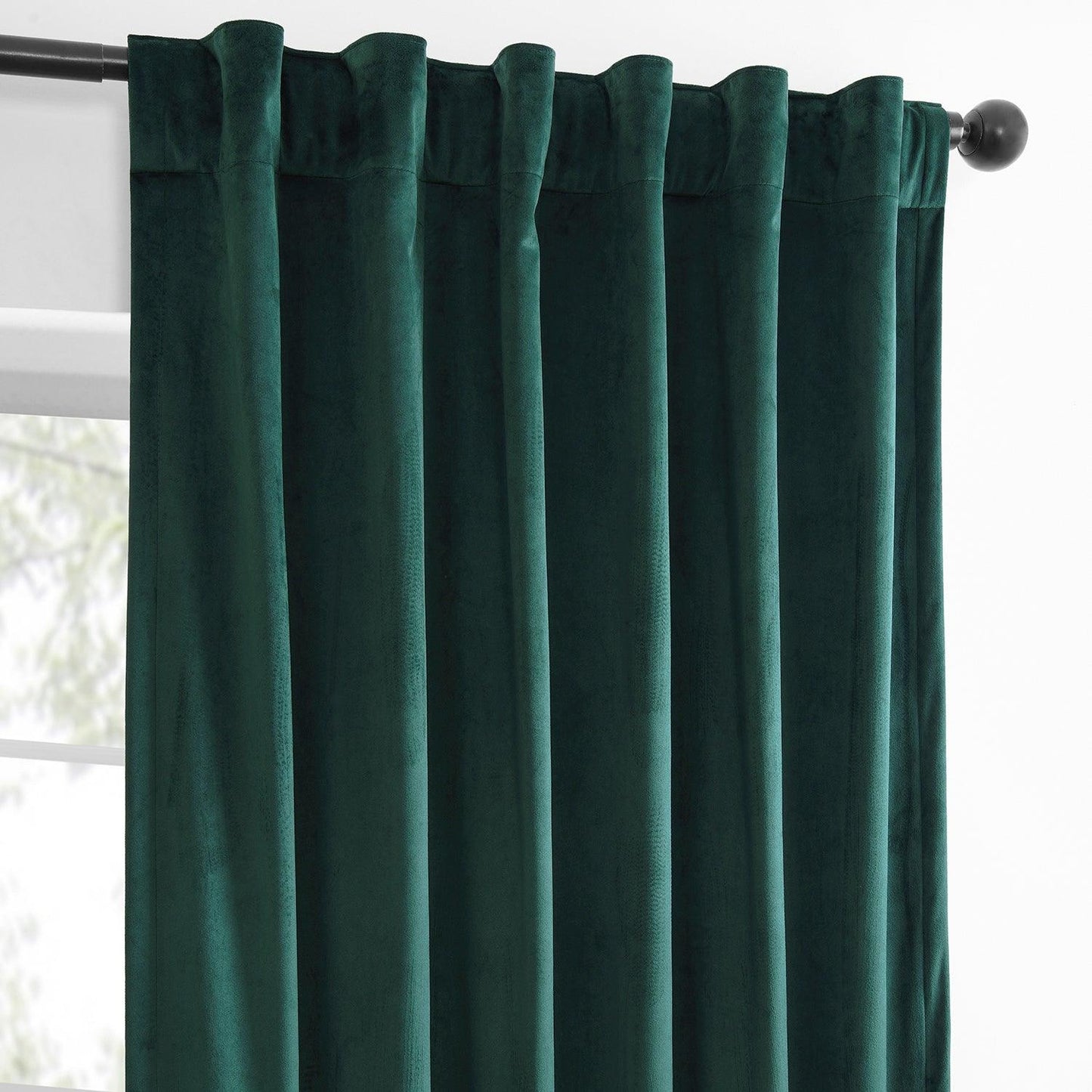 Deep Green Simply Velvet Room Darkening Curtain Pair (2 Panels)