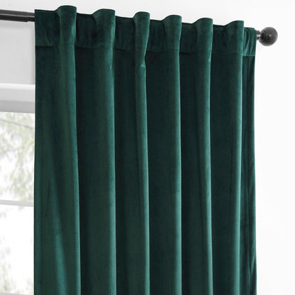 Deep Green Simply Velvet Room Darkening Curtain Pair (2 Panels)