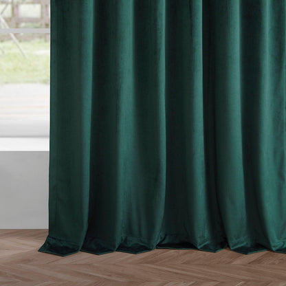 Deep Green Simply Velvet Room Darkening Curtain Pair (2 Panels)