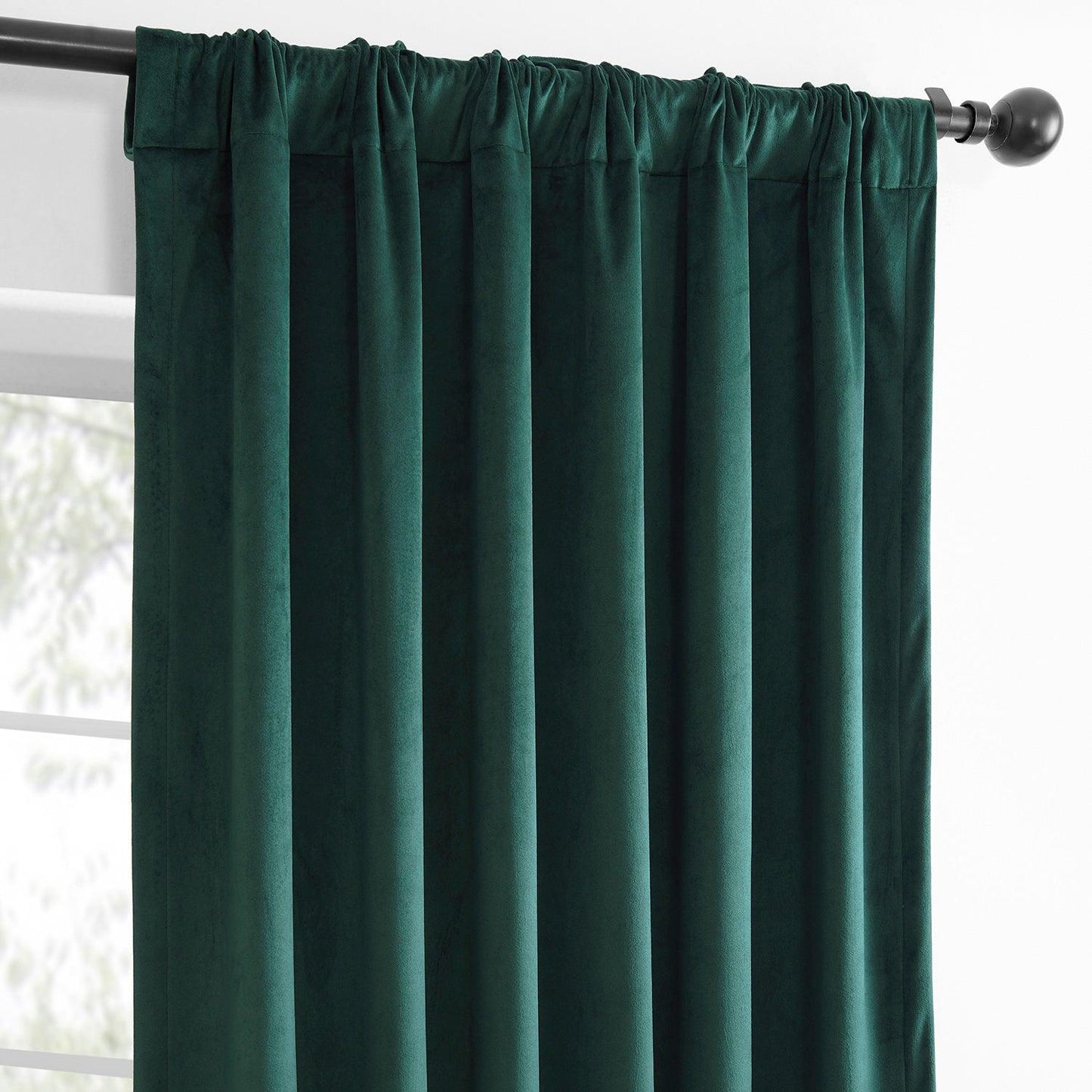Deep Green Simply Velvet Room Darkening Curtain Pair (2 Panels)