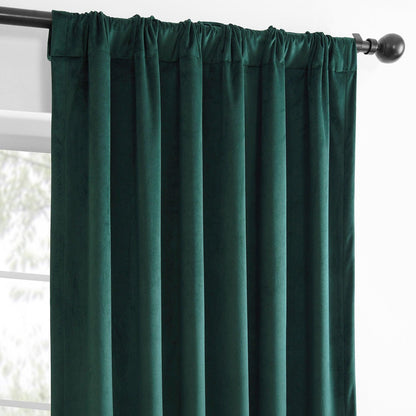 Deep Green Simply Velvet Room Darkening Curtain Pair (2 Panels)