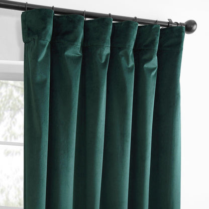 Deep Green Simply Velvet Room Darkening Curtain Pair (2 Panels)